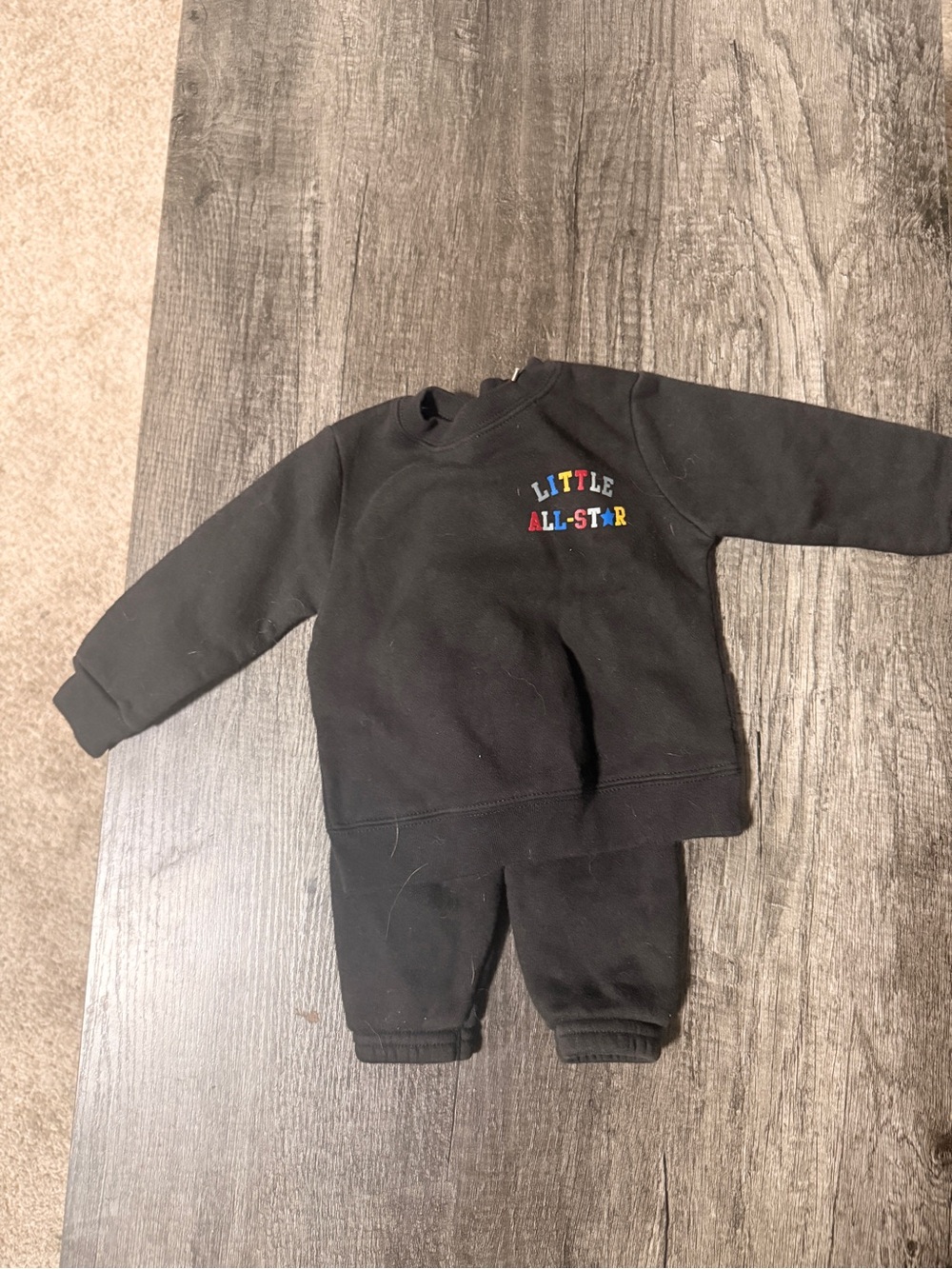 Little All-Star Black Kids Sweatpants and Crew Neck